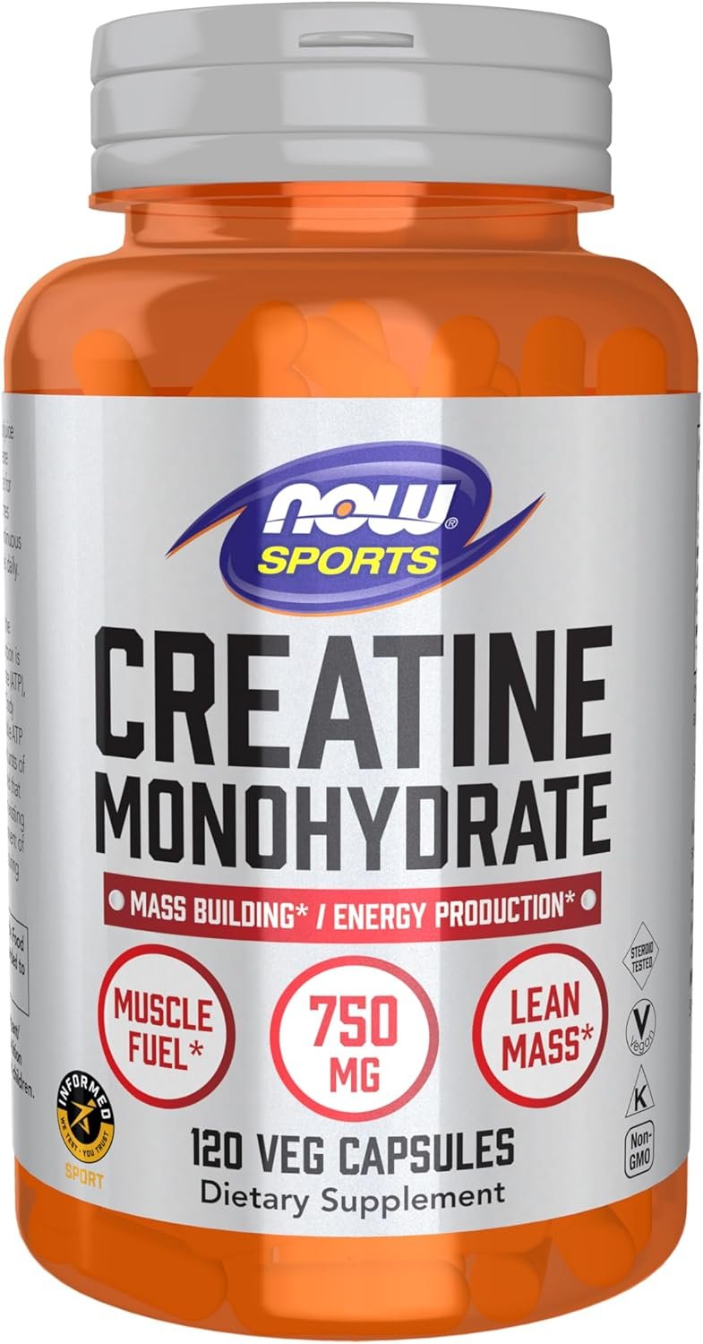 NOW Sports Nutrition Creatine Monohydrate Capsules - Creatine Pills or Powder