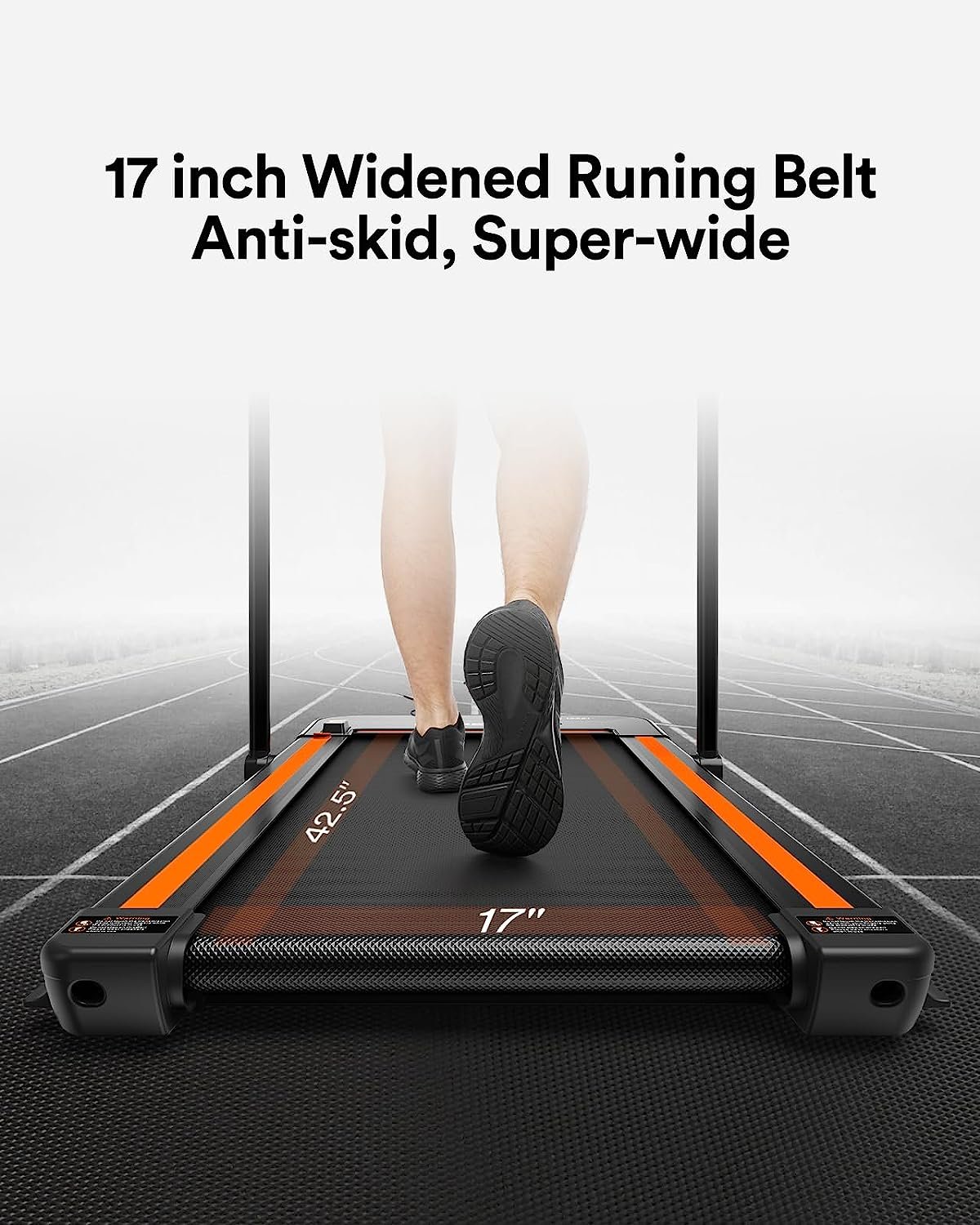 Urevo foldable treadmill 17" wide belt