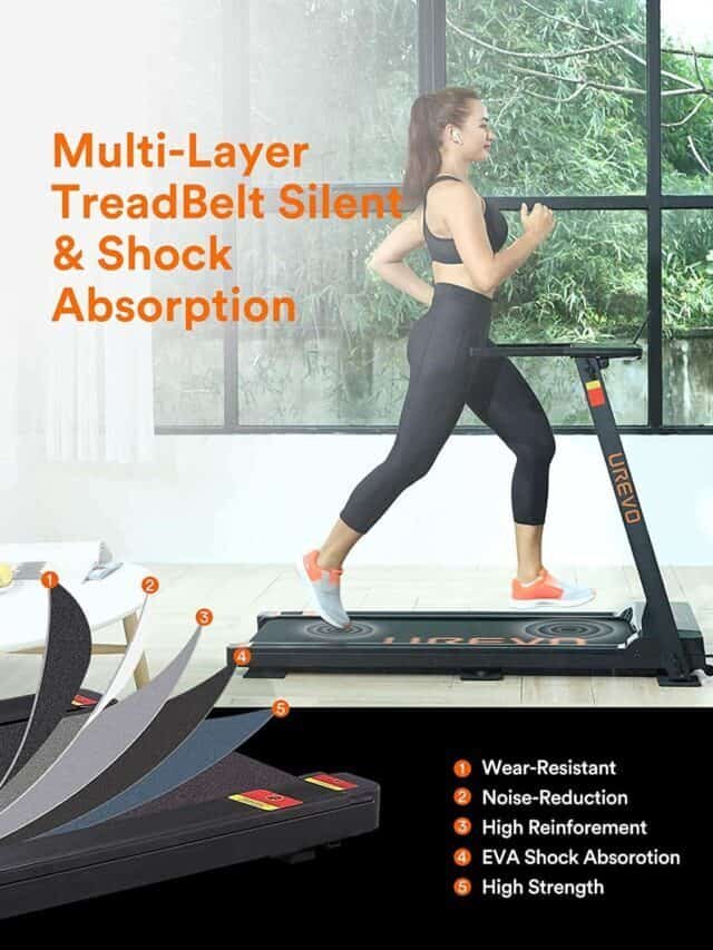 UREVO Foldable Treadmill with A 5 Layered Track