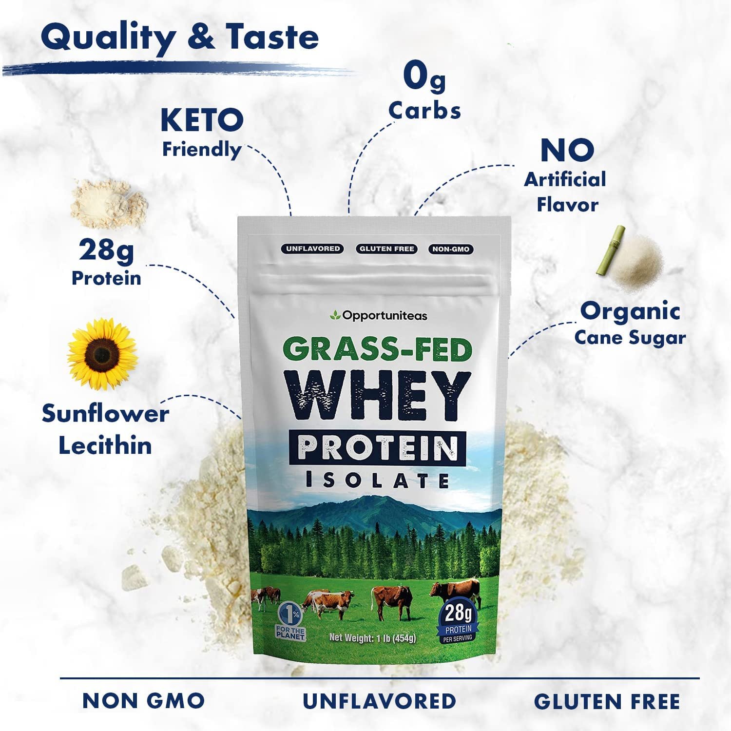 Opportuniteas Grass Fed Whey Protein Powder Isolate