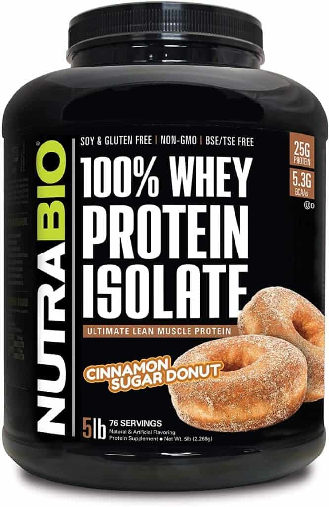 8. NutraBio 100% Whey Protein Isolate- Cinnamon Sugar Donut