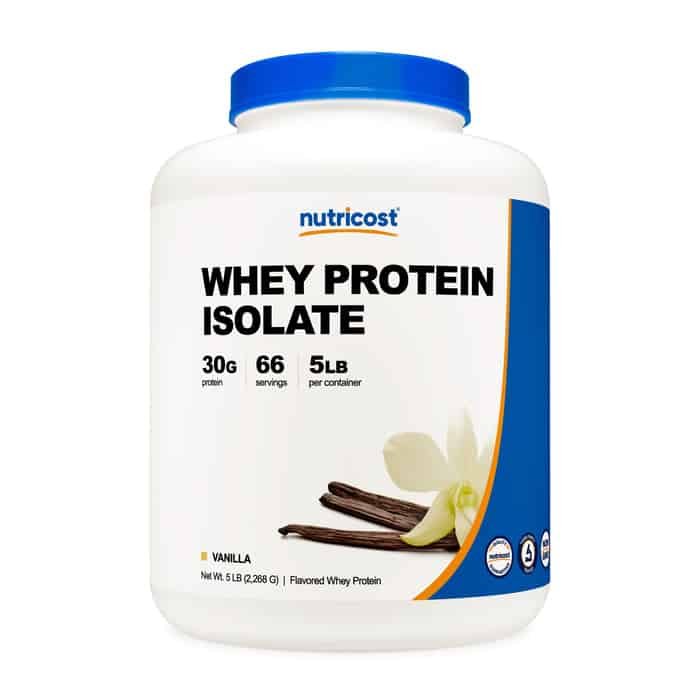 Nutricost Whey Protein Isolate powder tub