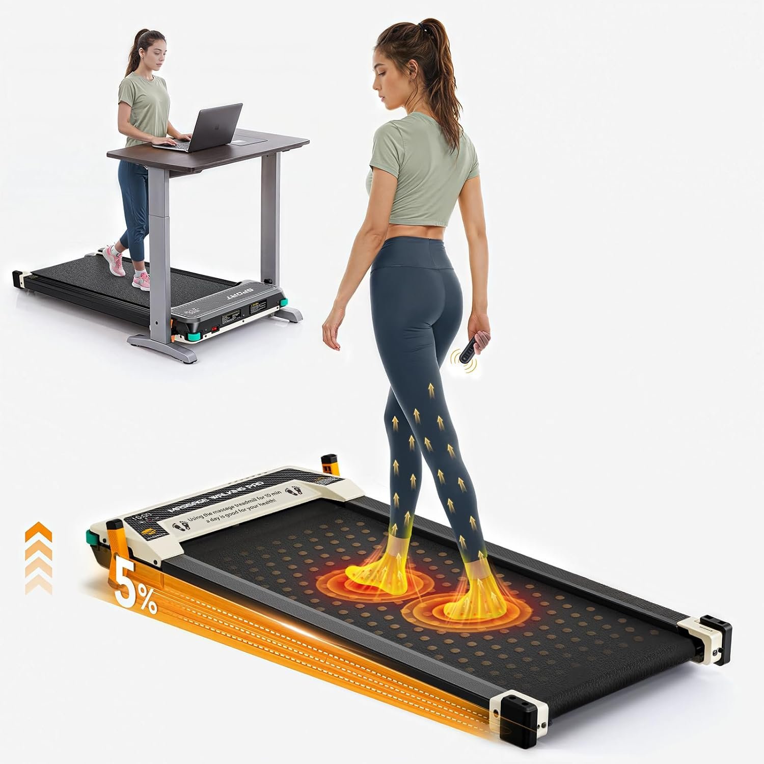 FUNRAY Versatile Walking Pad Treadmill with Incline 