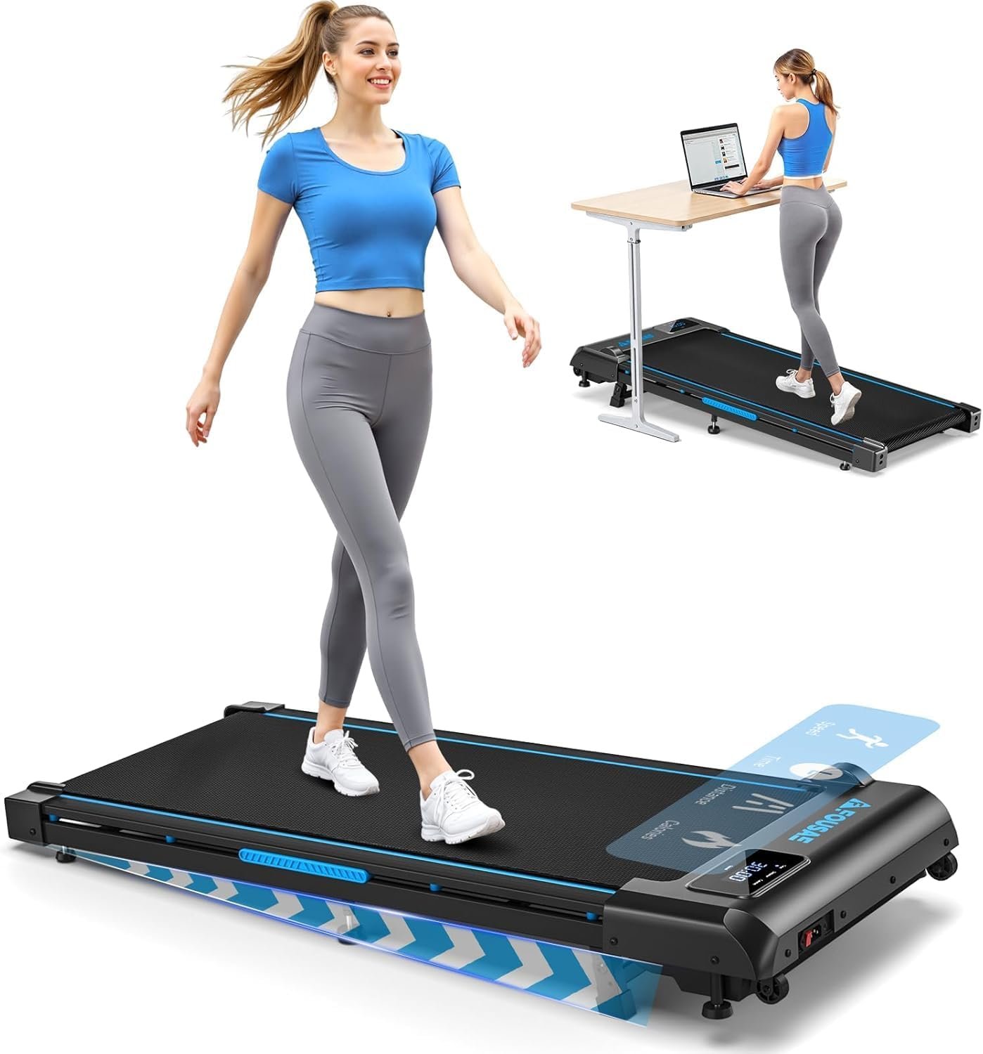 Fousae Walking Pad Treadmill with HIIT functions