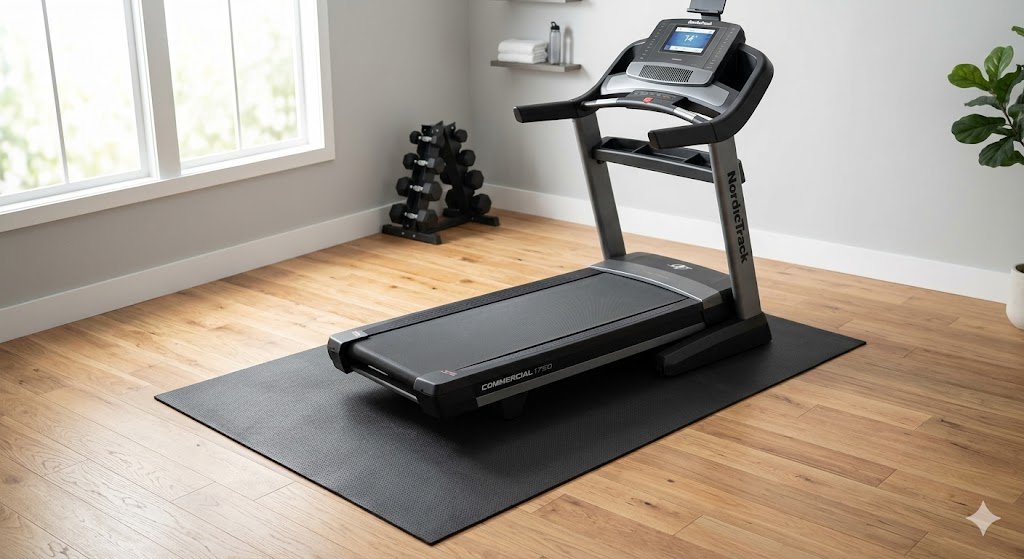 Treadmill Mat Under Home Treadmill — treadmill mat