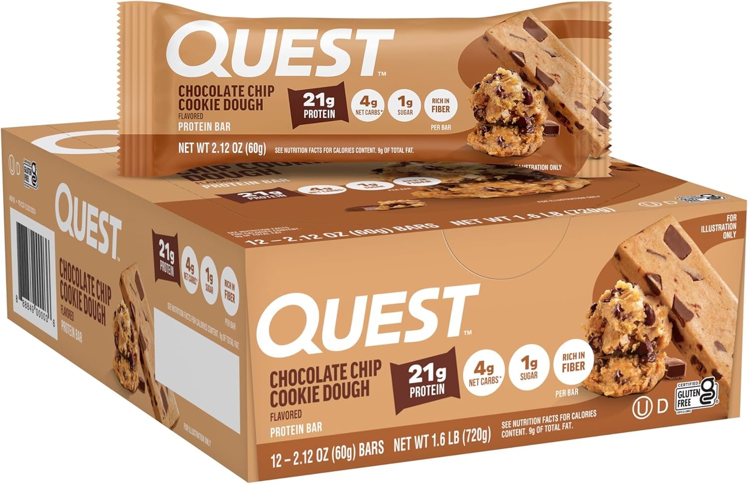 Quest Chocolate Chip Cookie Dough Protein Bar — quest bars good for weight loss