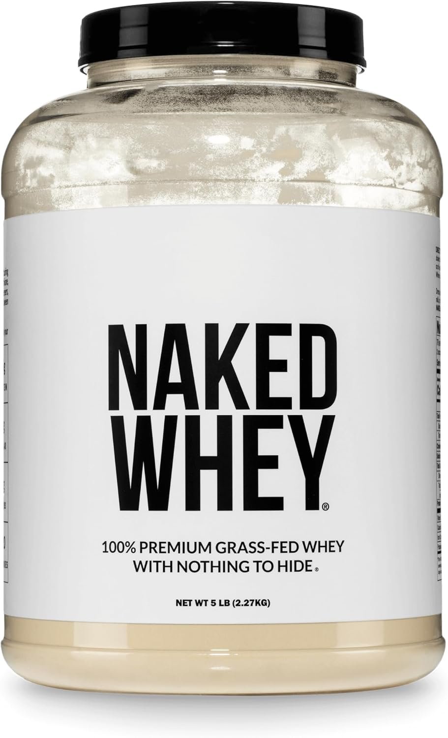 Naked Whey unflavored grass-fed whey protein powder bag, single ingredient with 25g protein per serving